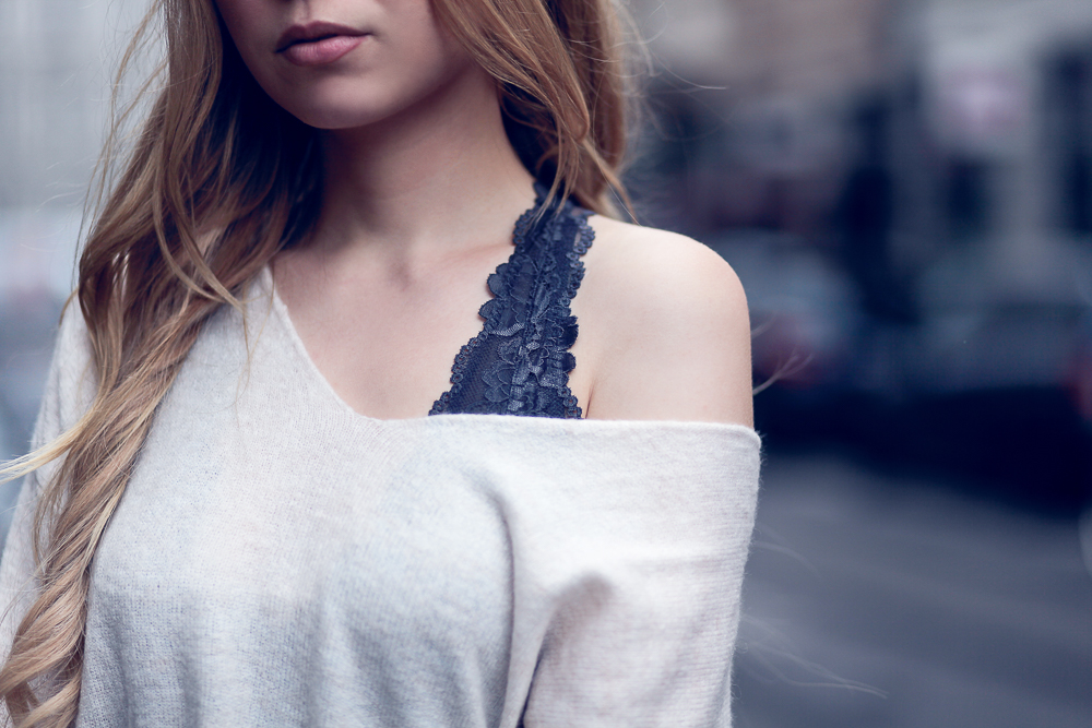 Detailfoto-One Shoulder Pullover-Spitzen Bralette