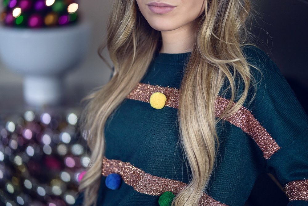 Detailfoto-Weihnachtspullover-Weihnachten-Ugly Christmas Sweater Trend-Pullover